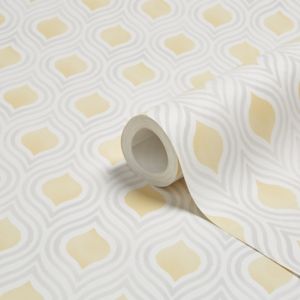 Image of Colours Ailsa Soft lemon Geometric Smooth Wallpaper
