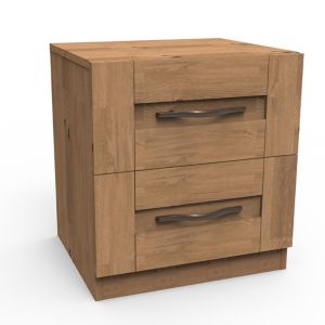 Image of Darwin Oak effect 2 Drawer Bedside chest (H)548mm (W)500mm (D)420mm