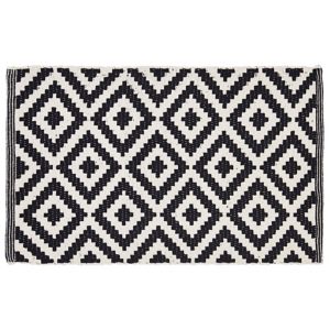 Image of Colours Harrieta Diamond Black & white Cotton Door mat (L)0.75m (W)0.45m