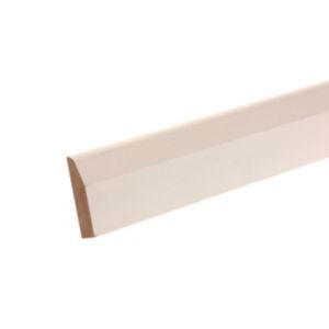 Image of Primed White MDF Chamfered Skirting board (L)2.4m (W)69mm (T)14.5mm
