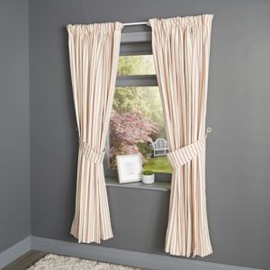 Image of Christina Cream & red Striped Lined Pencil pleat Curtains (W)117cm (L)137cm Pair