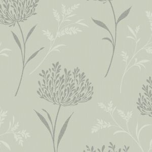 Image of Agapanthus Green Floral Glitter effect Wallpaper