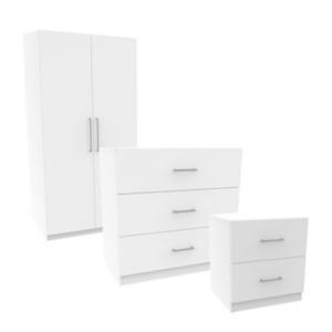 Image of Darwin Gloss white 3 piece Bedroom furniture set