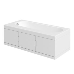 Image of Cooke & Lewis Gloss White LH Straight Bath storage unit & end panel (W)1675mm
