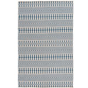 Image of Colours Etta Striped Blue & white Rug (L)1.7m (W)1.2m