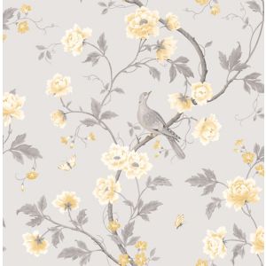 Image of Colours Dorthea Soft grey Floral Mica effect Smooth Wallpaper