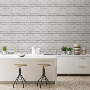 Image of Colours Off White Brick effect Textured Wallpaper