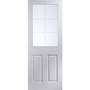 Image of 2 panel 6 Lite Etched Glazed Pre-painted White Internal Door (H)1981mm (W)762mm