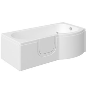 Image of Cooke & Lewis Acrylic Left-handed P-shaped Walk-in Shower Bath (L)1675mm (W)850mm