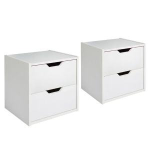 Image of Hartnett White 2 Drawer Bedside chest Set of 2 (H)435mm (W)450mm (D)388mm