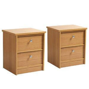 Image of Kendal Oak effect 2 Drawer Bedside chest Set of 2 (H)560mm (W)480mm (D)400mm