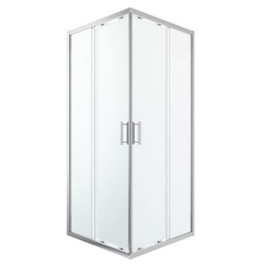 Image of GoodHome Beloya Square Clear Shower Enclosure with Corner entry double sliding door (W)900mm (D)900mm