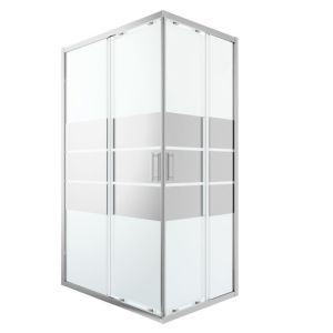 Image of GoodHome Beloya Rectangular Mirror Shower Enclosure with Corner entry double sliding door (W)1200mm (D)800mm