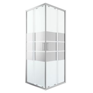 Image of GoodHome Beloya Square Mirror Shower Enclosure with Corner entry double sliding door (W)800mm (D)800mm
