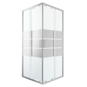 Image of GoodHome Beloya Square Mirror Shower Enclosure with Corner entry double sliding door (W)900mm (D)900mm