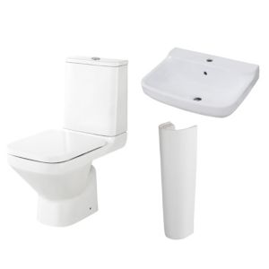 Image of GoodHome Teesta Close-coupled toilet & pedestal basin