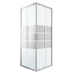 Image of GoodHome Beloya Square Shower enclosure & tray pack with Corner entry double sliding door & Mirror Glass (W)800mm (D)800
