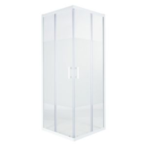 Image of GoodHome Onega Square Shower enclosure & tray pack with Corner entry double sliding door & Frosted effect Glass (W)760mm