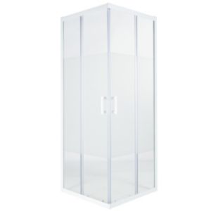 Image of GoodHome Onega Square Shower enclosure & tray pack with Corner entry double sliding door & Frosted effect Glass (W)800mm