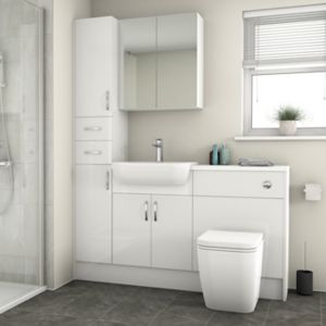 Image of Cooke & Lewis Santini Gloss White Vanity & toilet unit