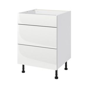 Image of GoodHome Stevia Gloss white slab Cabinet drawer & door set (L)60cm
