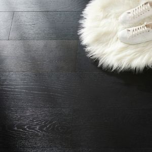 Image of Oppland Black Satin Oak Real wood top layer Flooring Sample