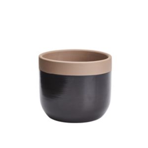 Image of Glazed Black Clay Dipped Plant pot (Dia)16.4cm