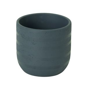 Image of Blue coral Clay Striped Plant pot (Dia)10.2cm