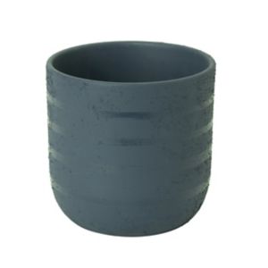 Image of Blue coral Clay Striped Plant pot (Dia)14.1cm