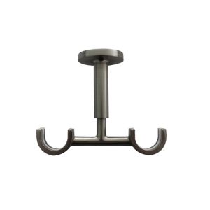Image of GoodHome Athens Brushed nickel effect Metal Double ceiling Curtain pole bracket