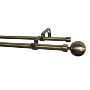 Image of GoodHome Antiki Gold Antique brass effect Extendable Curtain pole Set (L)1200mm-2100mm (L)1.2m