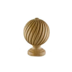 Image of GoodHome Symi Wood Stripped Curtain pole finial (Dia)28mm