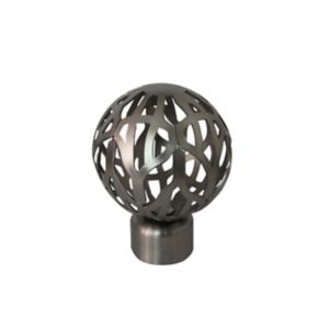 Image of GoodHome Athens Brushed nickel effect Metal Nest-wired Curtain pole finial (Dia)28mm
