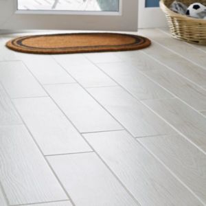 Image of Arrezo White Matt Wood effect Porcelain Floor Tile Sample