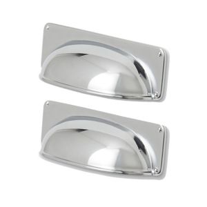 Image of GoodHome Juniper Chrome effect Cabinet handle (L)96mm Pack of 2