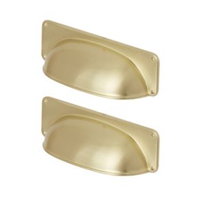 Image of GoodHome Juniper Gold Brass effect Cabinet handle (L)96mm Pack of 2