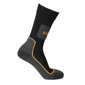 Image of Site Comfort Black grey & yellow Socks Size 4-6 3 Pairs