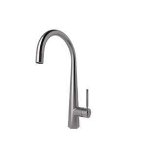 GoodHome Carya Silver Stainless Steel Effect Kitchen Side Lever Tap