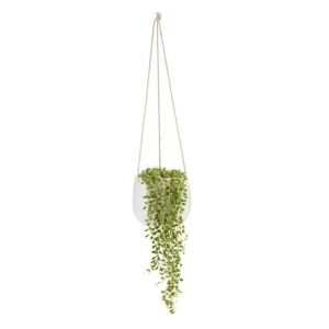 Image of String of beads hanging ceramic pot
