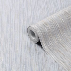 Image of GoodHome Ciral Light grey Striped Metallic effect Textured Wallpaper