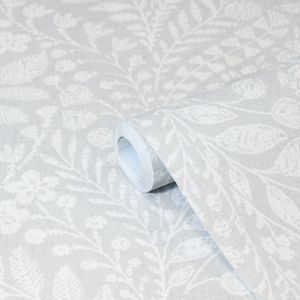 Image of GoodHome Dryade Grey Leaves Textured Wallpaper