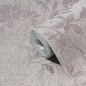 Image of GoodHome Hirta Lilac Floral Textured Wallpaper