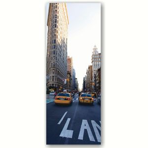 Image of GoodHome Rubra Beige grey & yellow New York street Matt Mural