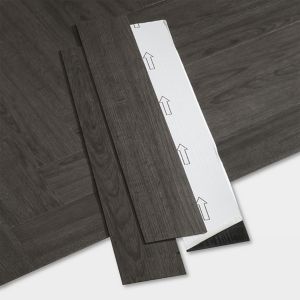 Image of GoodHome Poprock Black Wood effect Self adhesive Vinyl plank 1.2m² Pack