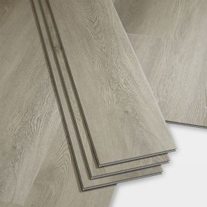 Image of GoodHome Gospel Grey Wood effect Luxury vinyl click flooring 1.95m² Pack