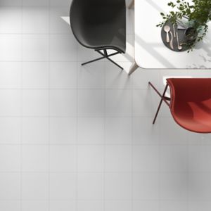 Image of Monzie White Satin Ceramic Wall & floor tile (L)333mm (W)333mm Sample