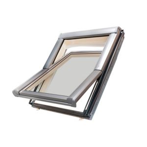 Image of Site Standard Anthracite Aluminium alloy Centre pivot Roof window (H)980mm (W)780mm