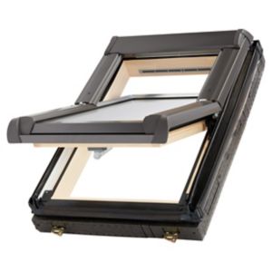 Image of Site Standard Anthracite Aluminium alloy Centre pivot Roof window (H)780mm (W)540mm
