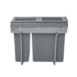 Image of GoodHome Vigote Anthracite Metal & plastic Rectangular Integrated Pull-out kitchen bin 26L