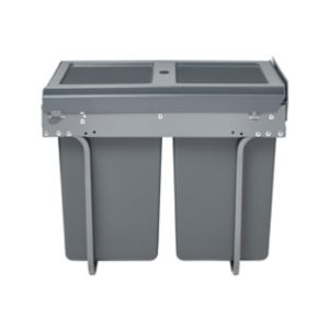 Image of GoodHome Vigote Anthracite Metal & plastic Rectangular Integrated Pull-out kitchen bin 36L